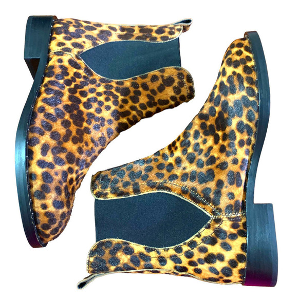 Rebecca Minkoff Leopard Print Sabeen Genuine Calf Hair Chelsea Boot NEW Size 7.5 - Picture 4 of 15